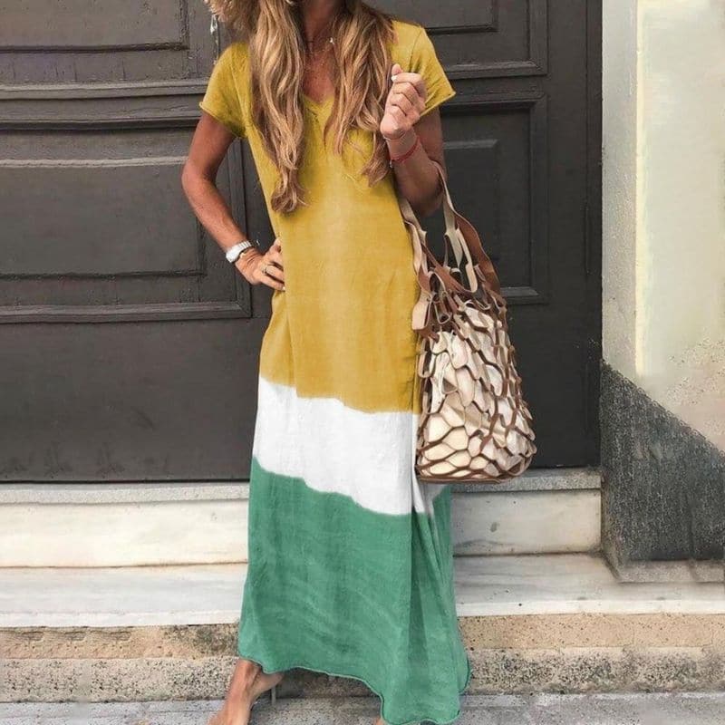 Anne - Robe d'été confortable tricolore