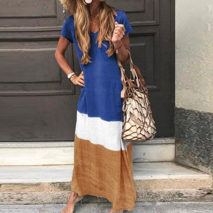 Anne - Robe d'été confortable tricolore